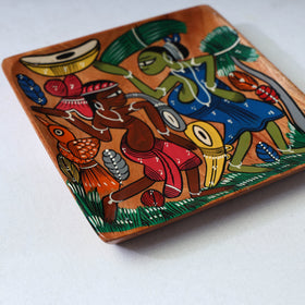 Traditional pattachitra hand painted akashmoni wooden tray