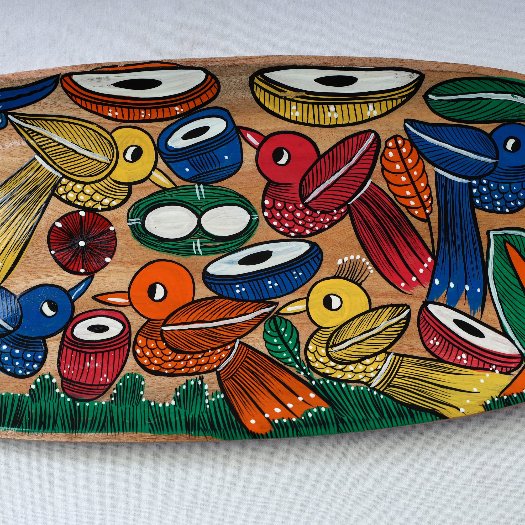 Traditional pattachitra hand painted akashmoni wooden tray