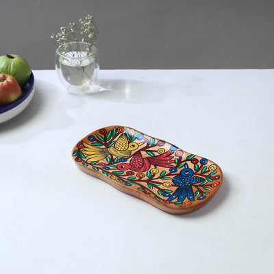 Traditional pattachitra hand painted akashmoni wooden tray