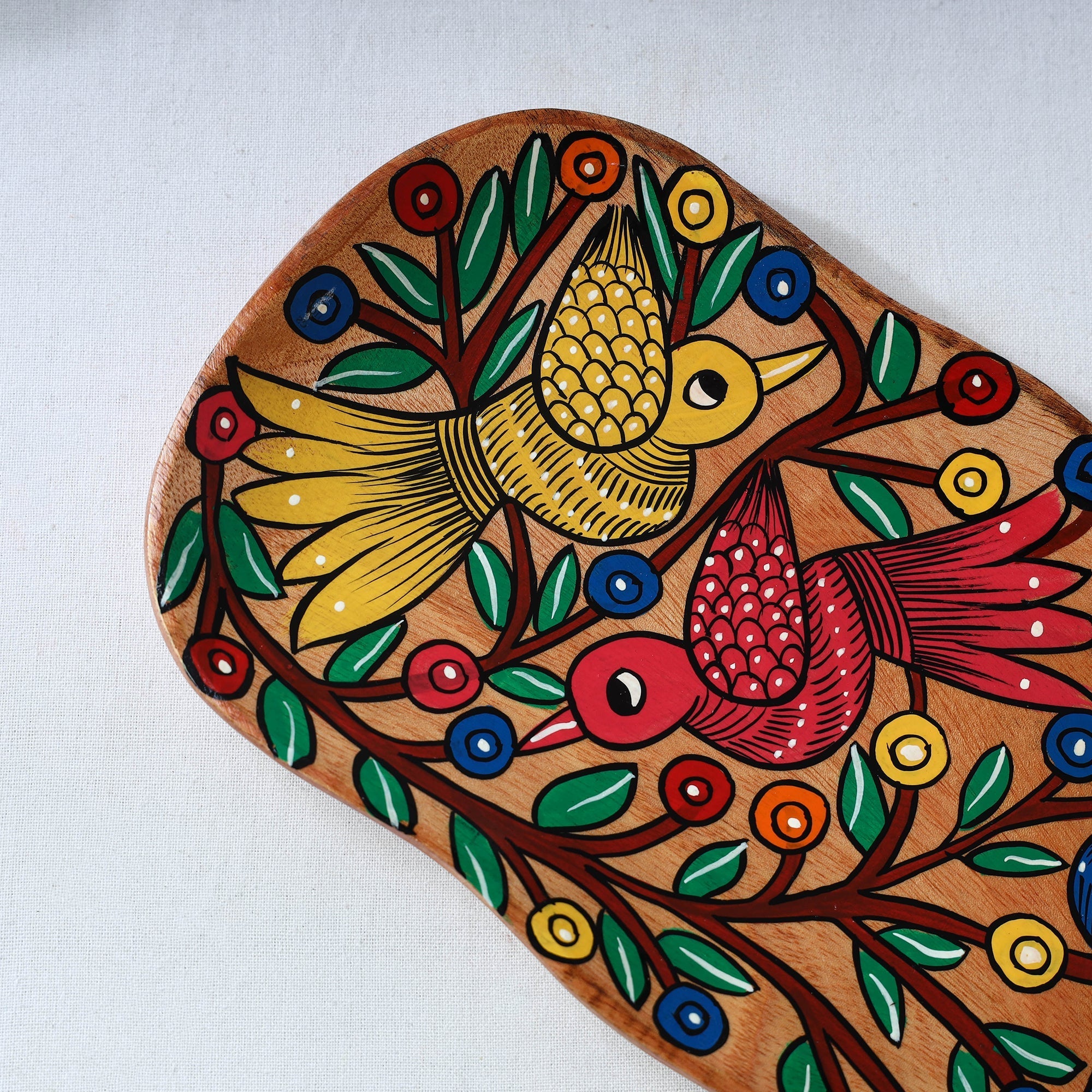Traditional pattachitra hand painted akashmoni wooden tray