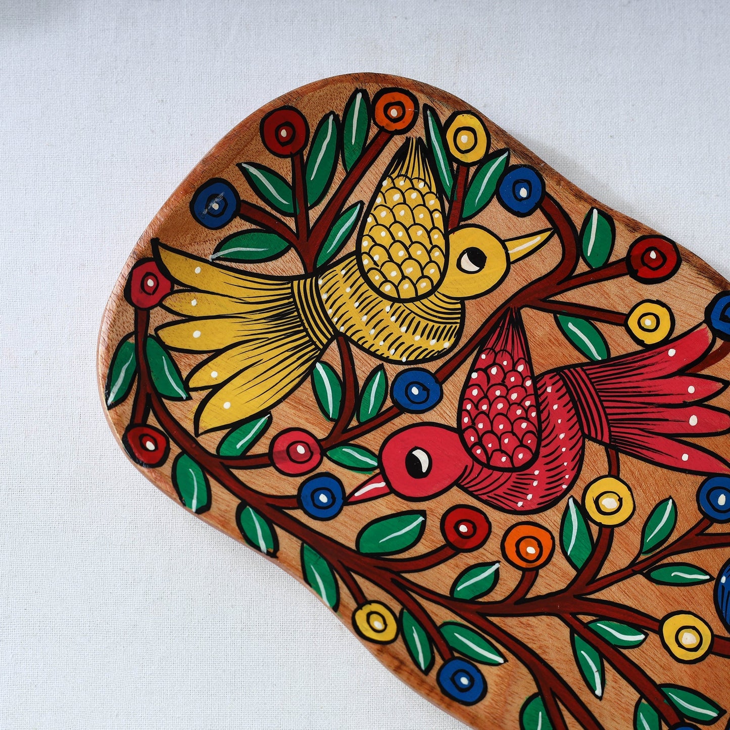 Traditional pattachitra hand painted akashmoni wooden tray