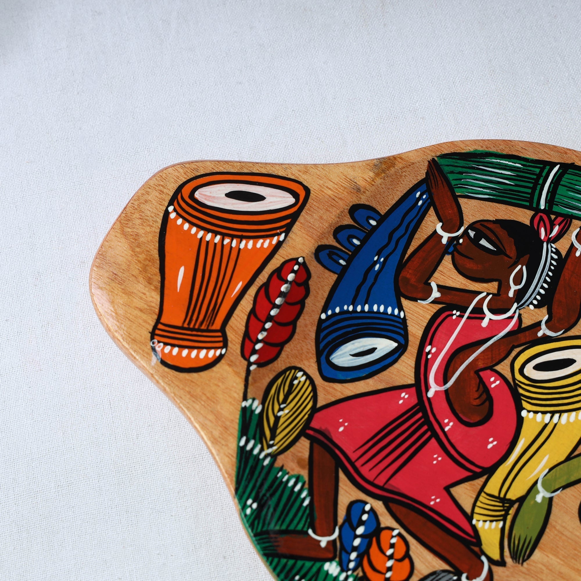 Traditional pattachitra hand painted akashmoni wooden tray