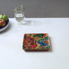 Traditional pattachitra hand painted akashmoni wooden tray