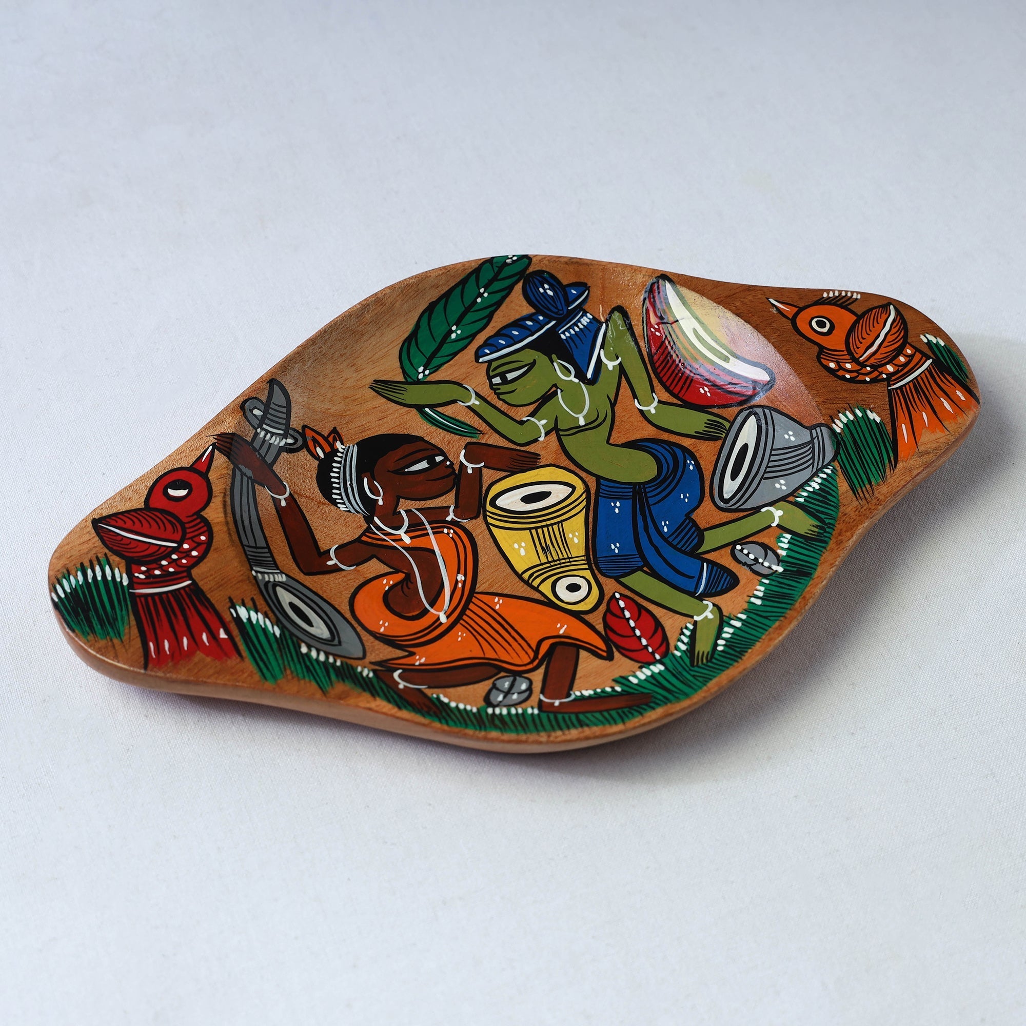 Traditional pattachitra hand painted akashmoni wooden tray