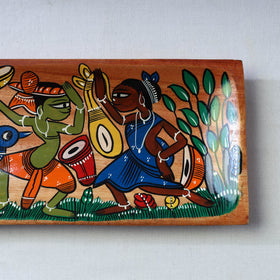 Traditional pattachitra hand painted akashmoni wooden tray