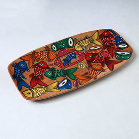 Traditional pattachitra hand painted akashmoni wooden tray