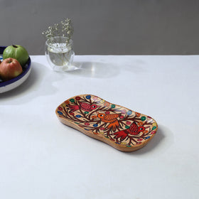 Traditional pattachitra hand painted akashmoni wooden tray