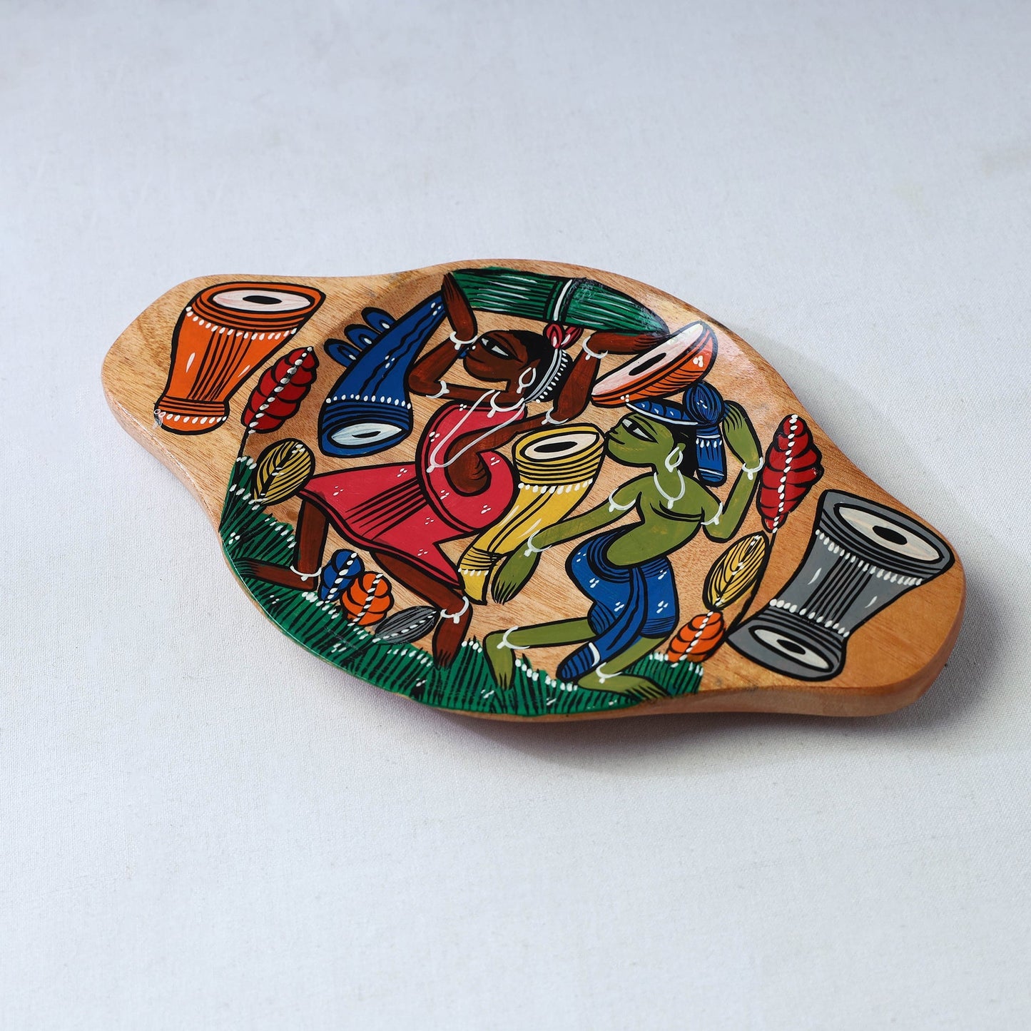 Traditional pattachitra hand painted akashmoni wooden tray