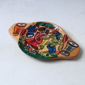 Traditional pattachitra hand painted akashmoni wooden tray