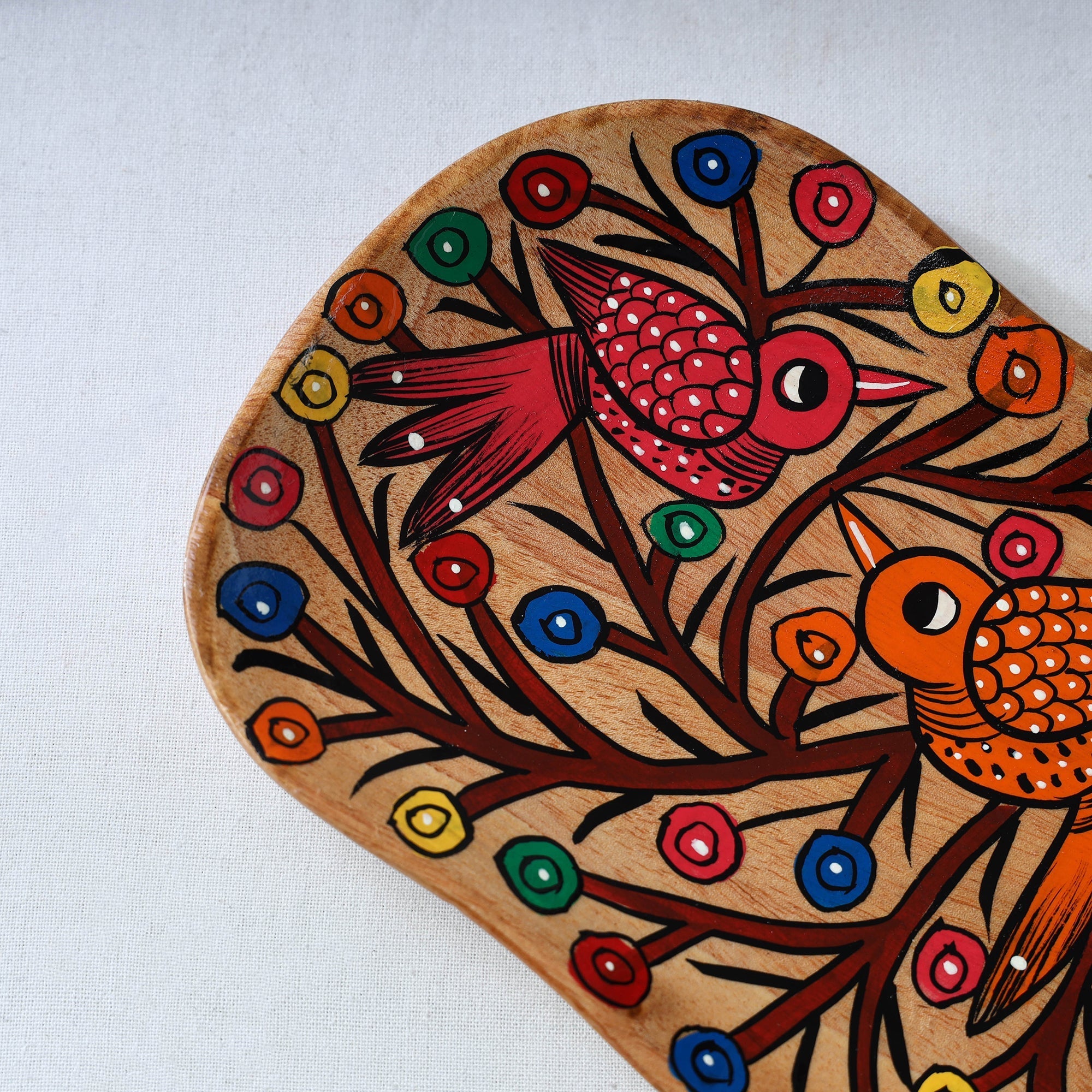 Traditional pattachitra hand painted akashmoni wooden tray