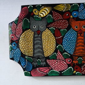 Traditional pattachitra hand painted akashmoni wooden tray