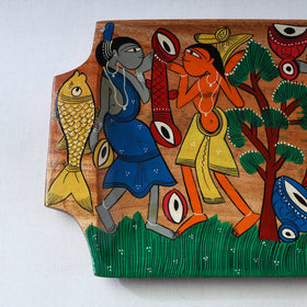 Traditional pattachitra hand painted akashmoni wooden tray
