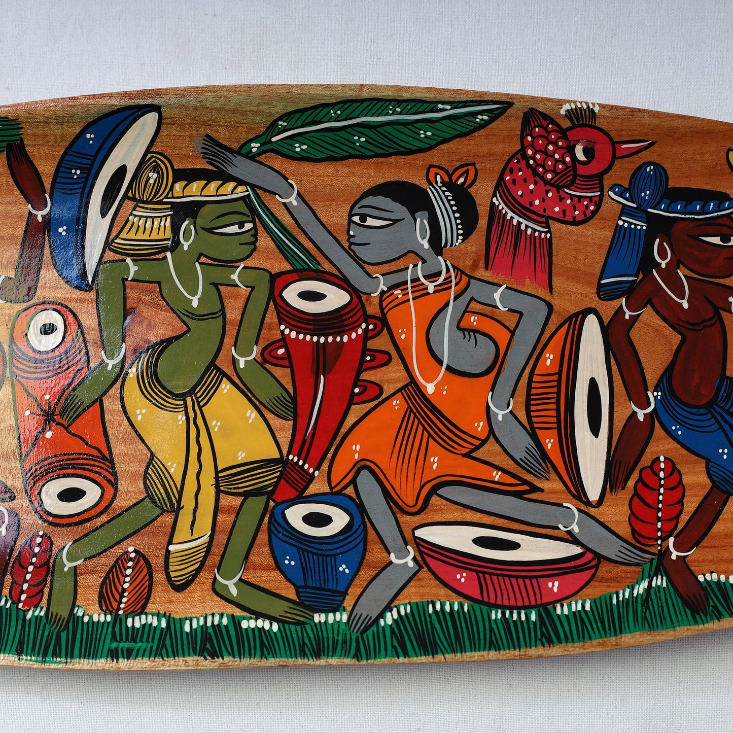 Traditional pattachitra hand painted akashmoni wooden tray