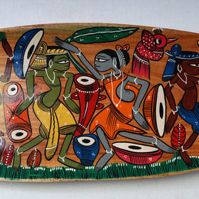 Traditional pattachitra hand painted akashmoni wooden tray