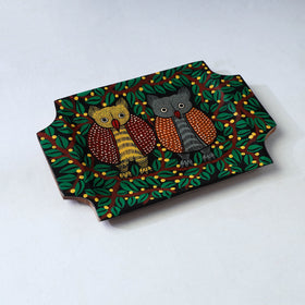 Traditional pattachitra hand painted akashmoni wooden tray