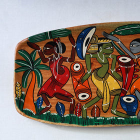 Traditional pattachitra hand painted akashmoni wooden tray