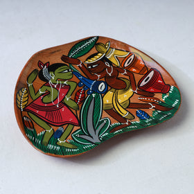 Traditional pattachitra hand painted akashmoni wooden tray