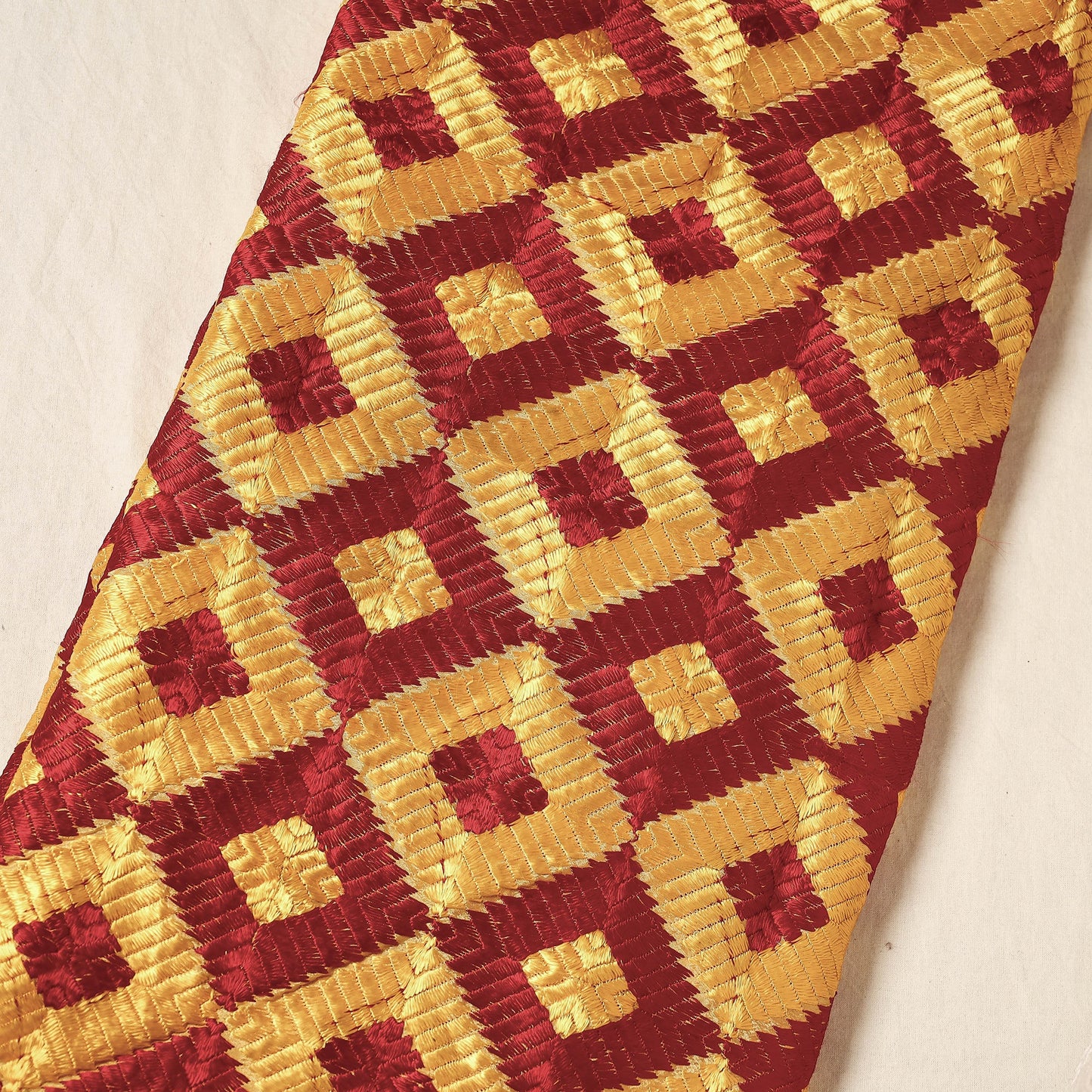 Buy Traditional Phulkari Embroidered Chinnon Fabric Online at iTokri.com