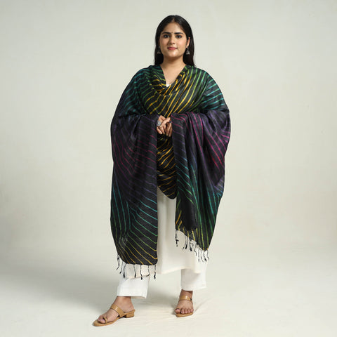 Traditional Tie & Dye Tussar Silk Leheriya Dupatta 12