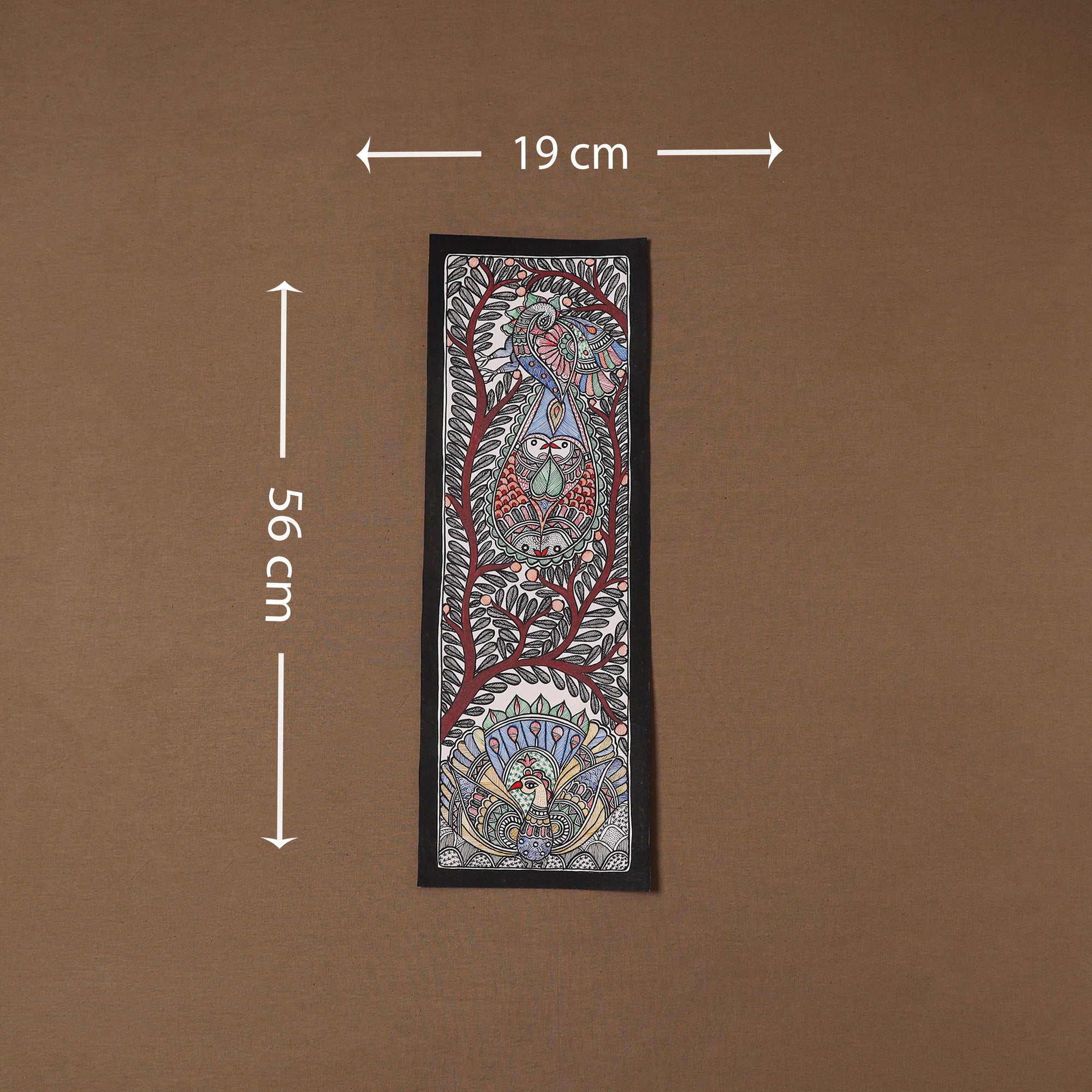 Handpainted madhubani painting by hira devi (22 x 7 in) 37