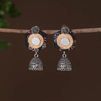 Trisha German Silver Jute Fabart Jhumki Earrings 