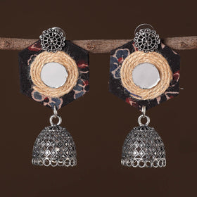 Trisha German Silver Jute Fabart Jhumki Earrings 