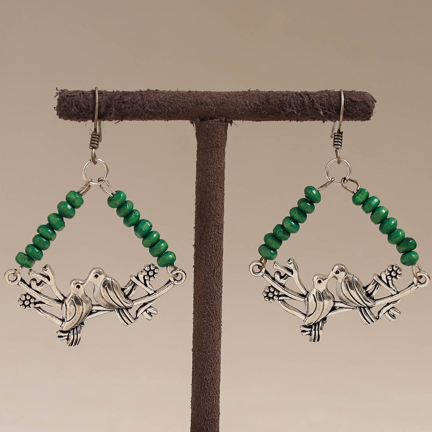 Multicolor - trisha wooden beads earrings with german