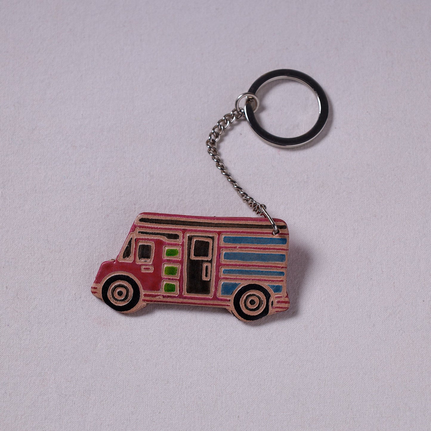 Multicolor Handcrafted Leather Keychain