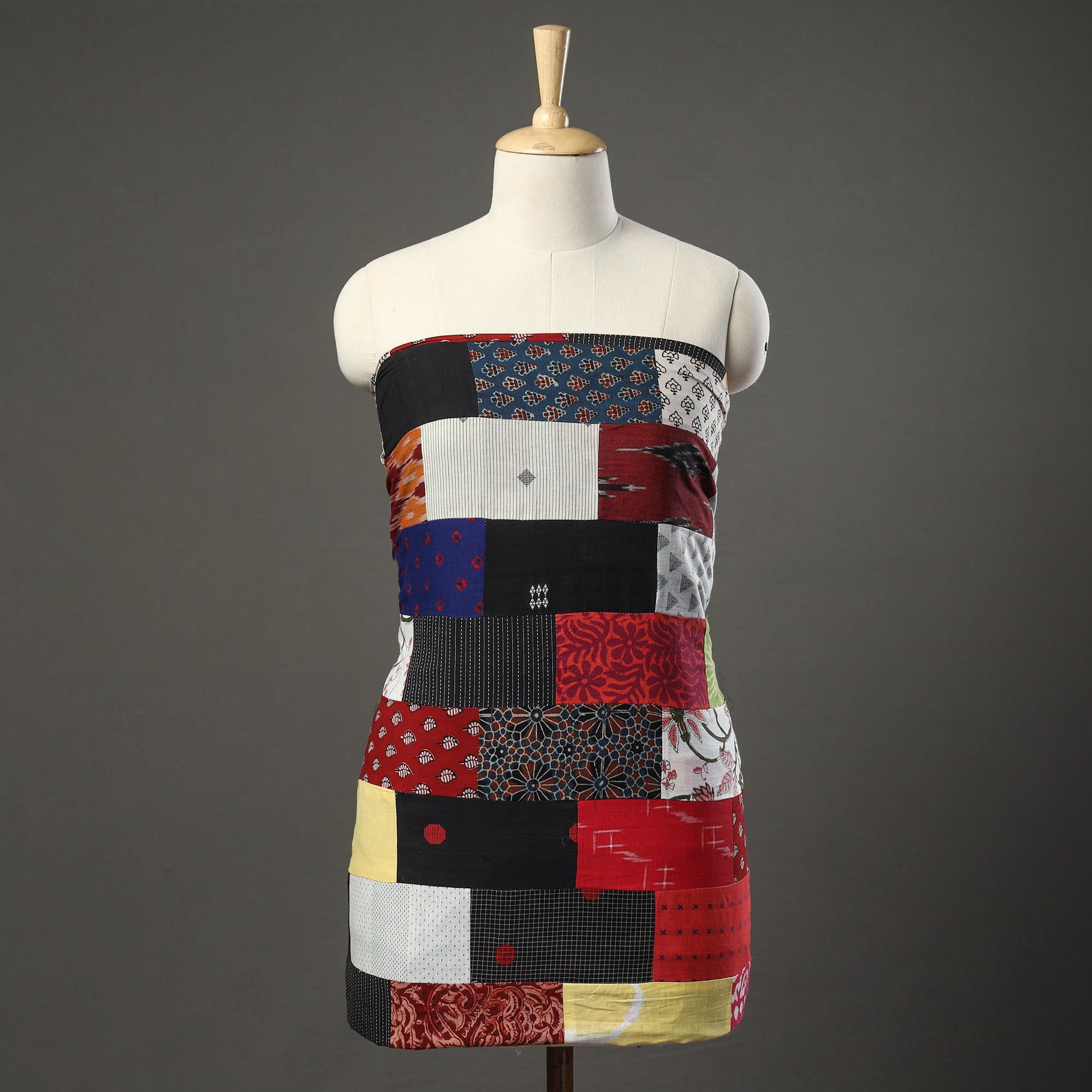 Multicolor - tukdi kaam patchwork cotton unstitched kurta