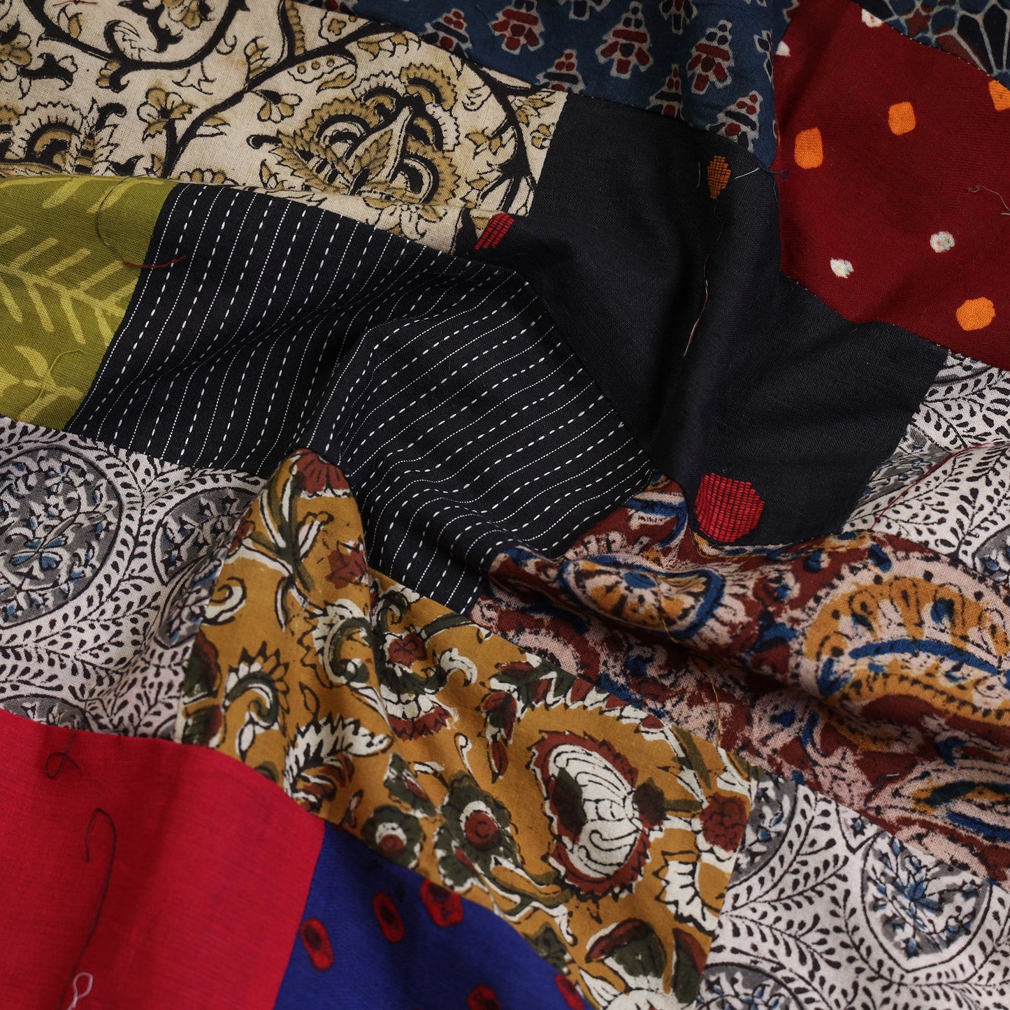 Multicolor - tukdi kaam patchwork cotton unstitched kurta