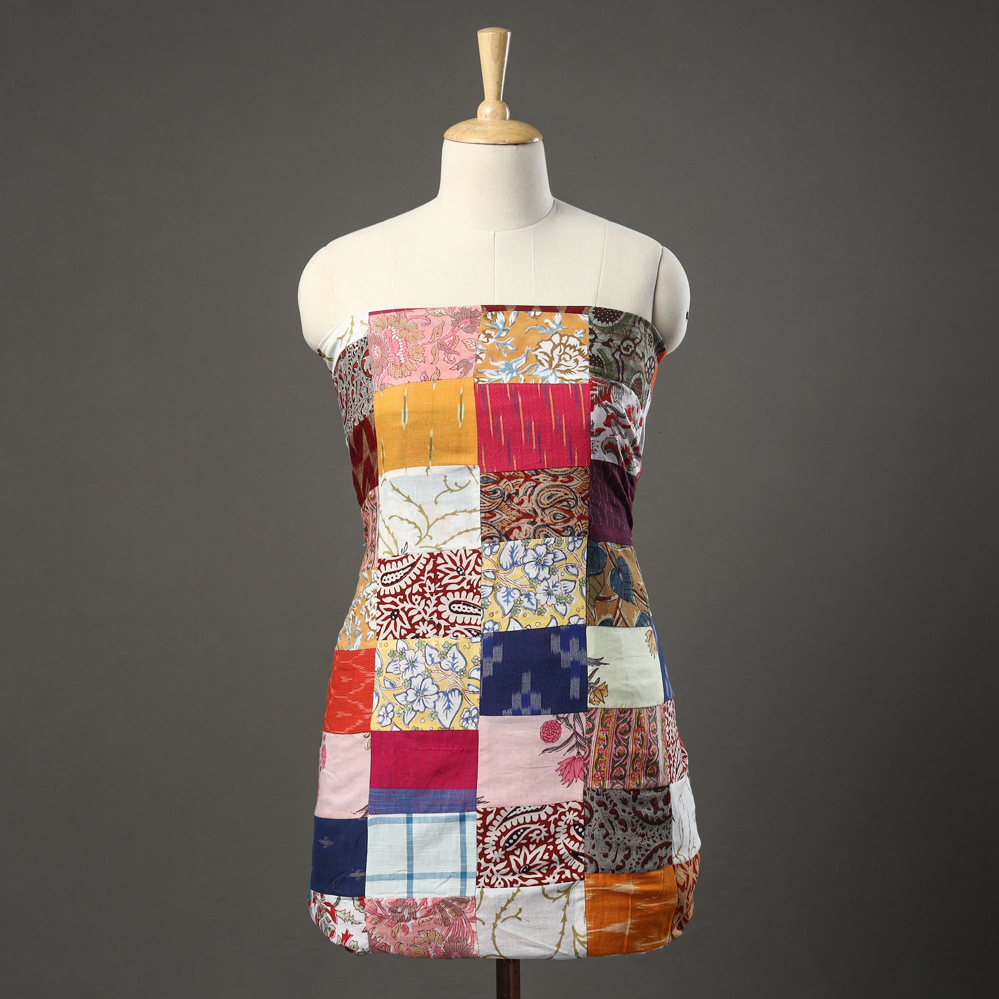 Multicolor - tukdi kaam patchwork cotton unstitched kurta