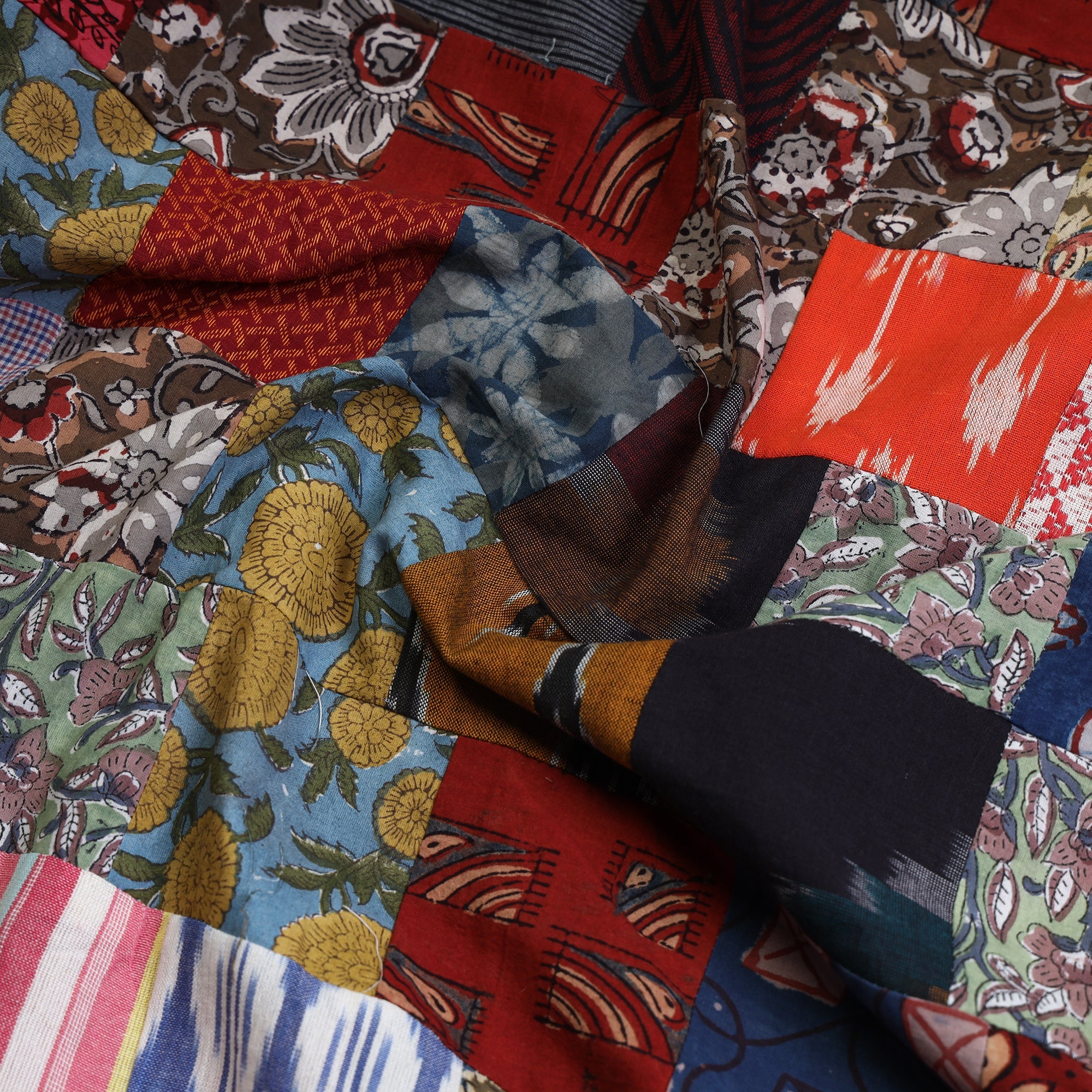 Multicolor - tukdi kaam patchwork cotton unstitched kurta