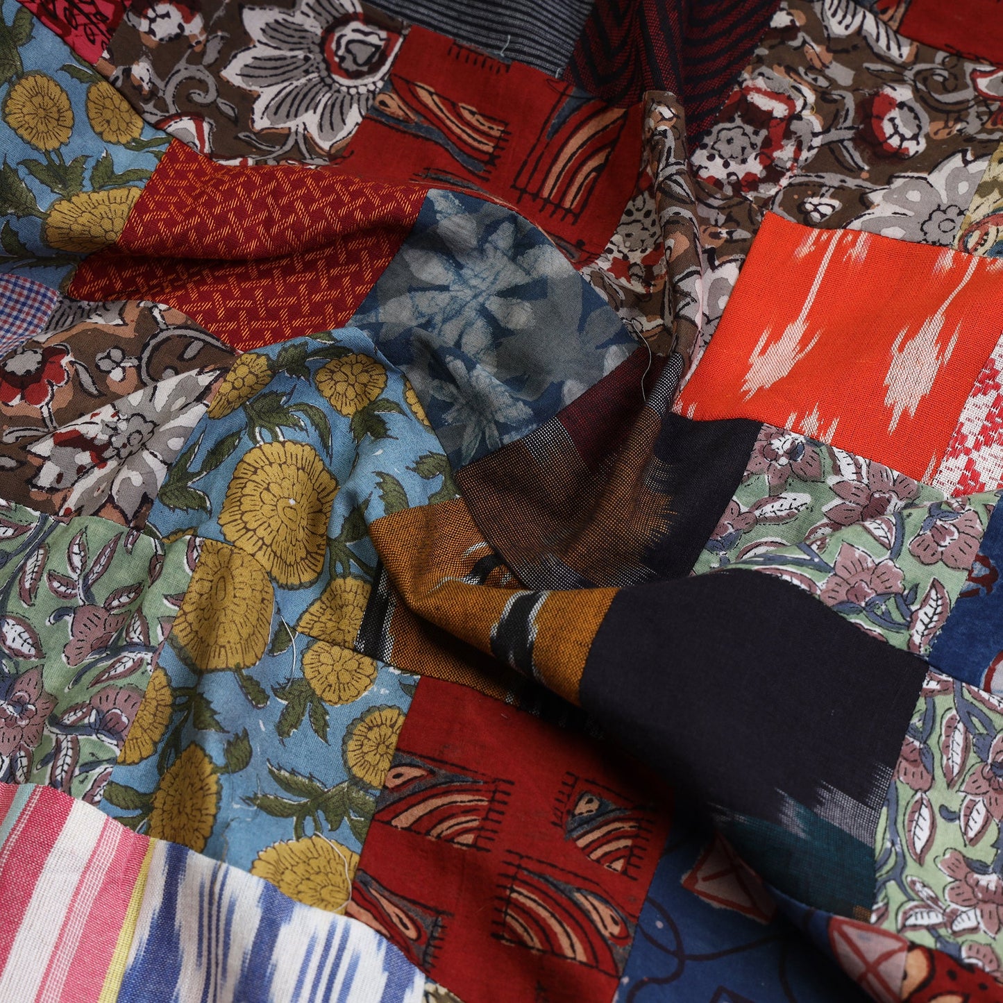 Multicolor - tukdi kaam patchwork cotton unstitched kurta