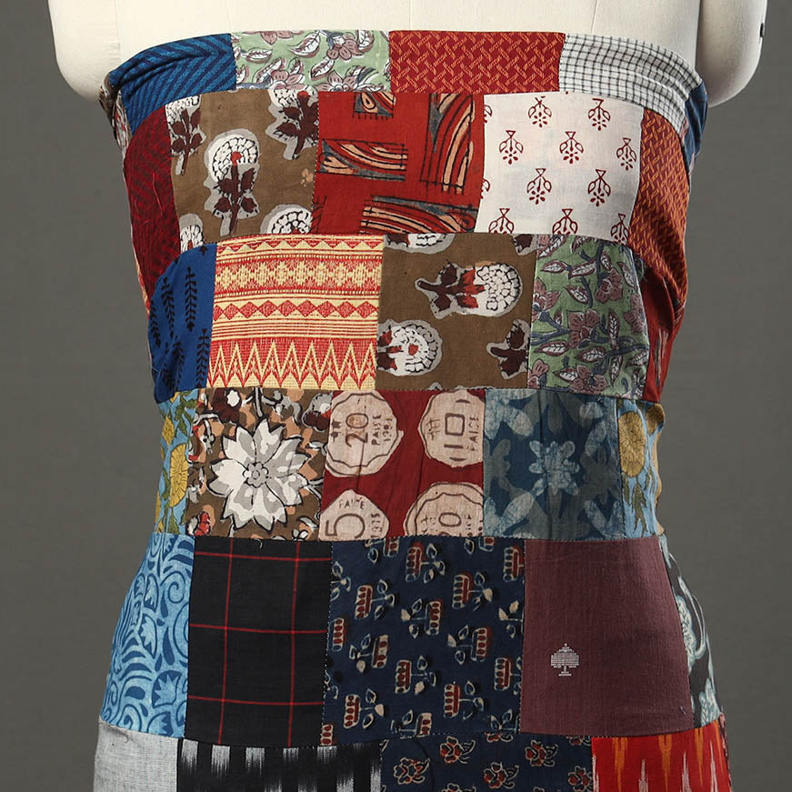 Multicolor - tukdi kaam patchwork cotton unstitched kurta