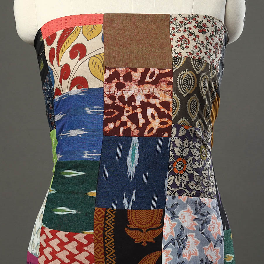 Multicolor - tukdi kaam patchwork cotton unstitched kurta