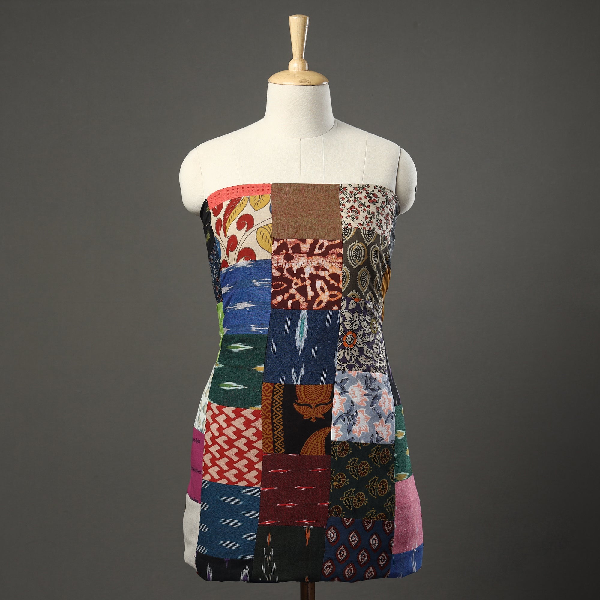 Multicolor - tukdi kaam patchwork cotton unstitched kurta