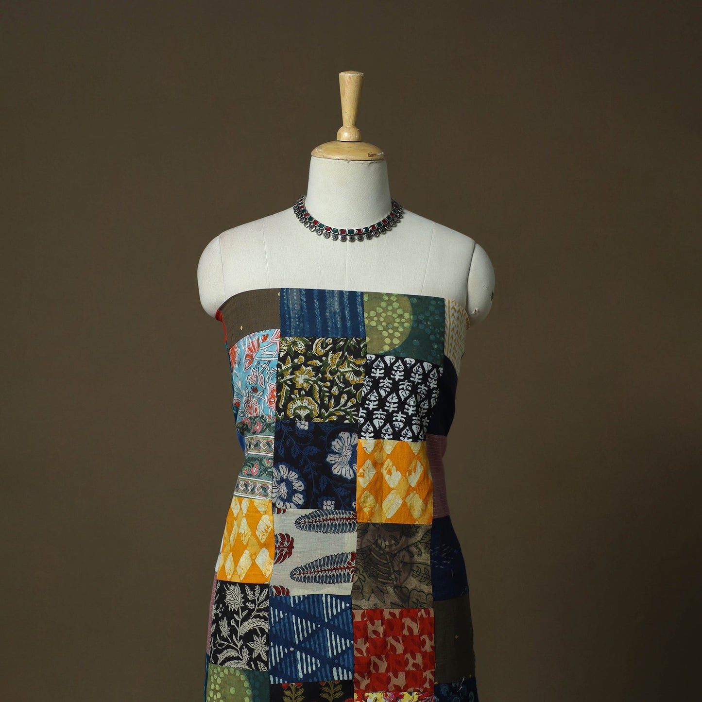 Multicolor - tukdi patchwork cotton unstitched kurta