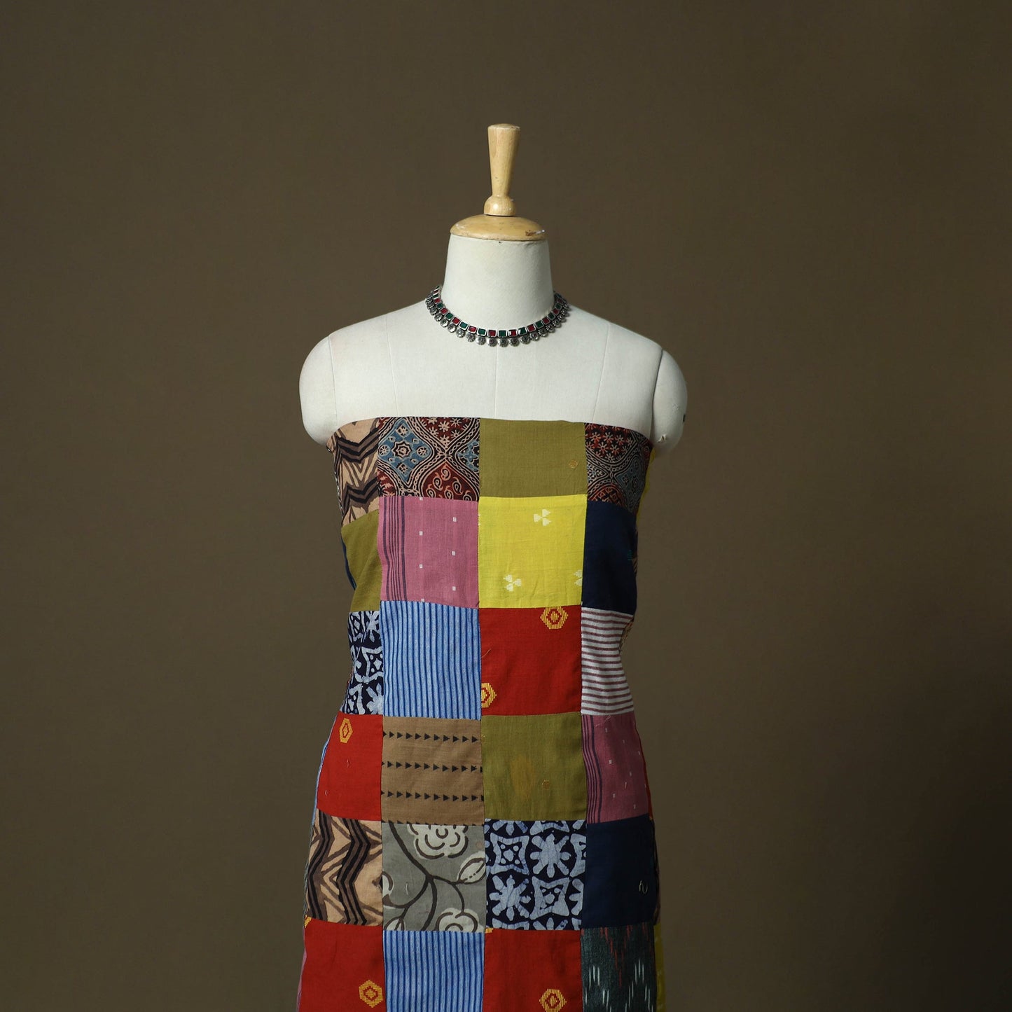 Multicolor - tukdi patchwork cotton unstitched kurta