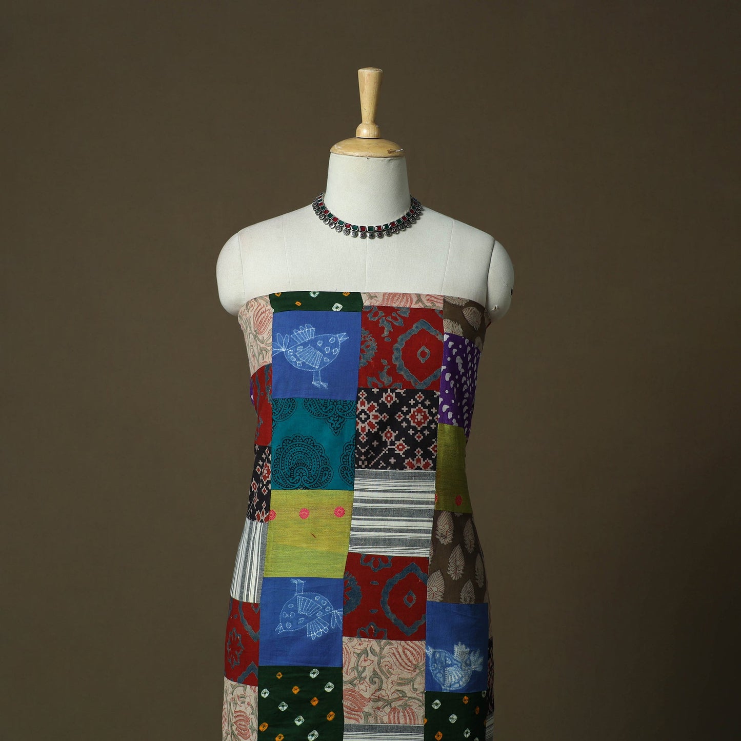 Multicolor - tukdi patchwork cotton unstitched kurta