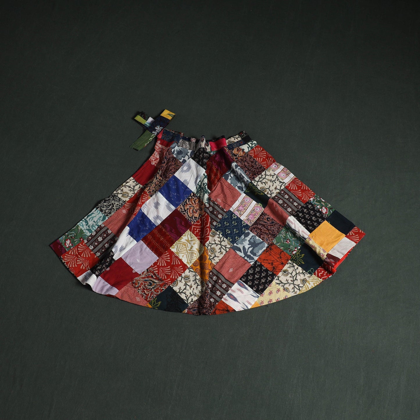 Tukdi patchwork cotton wrap around skirt 01 - handcrafted