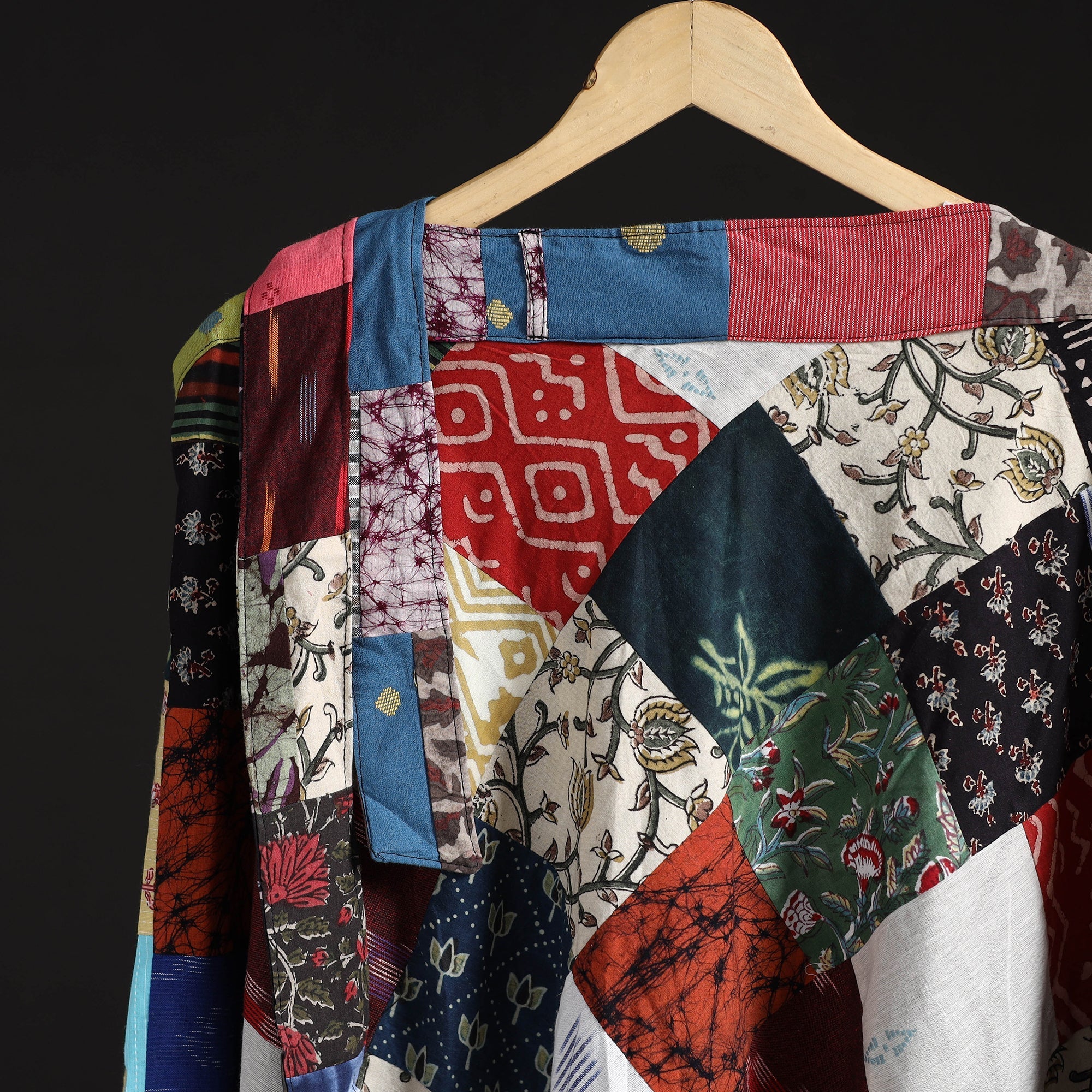 Tukdi patchwork cotton wrap around skirt 01 - handcrafted