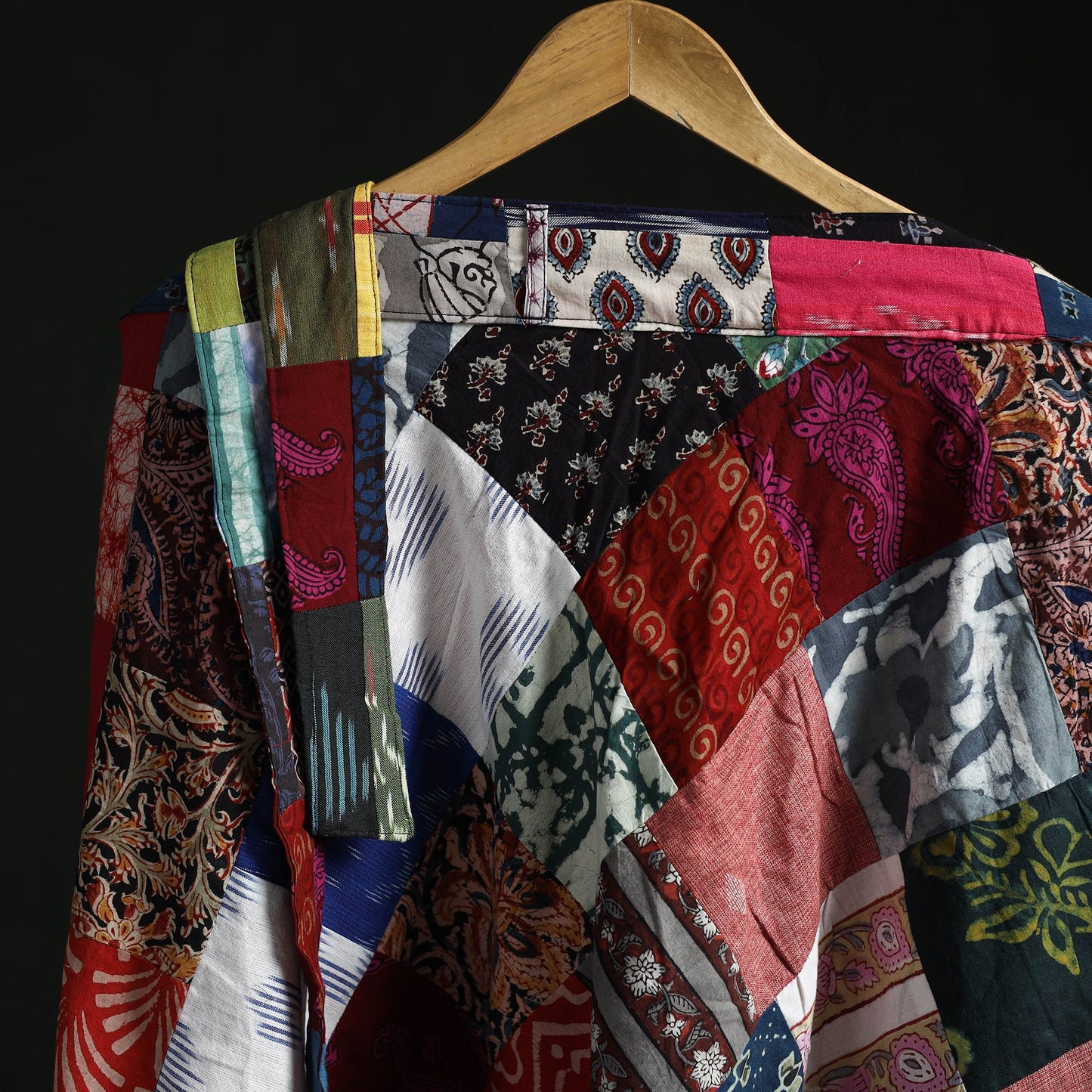 Tukdi patchwork cotton wrap around skirt 01 - handcrafted