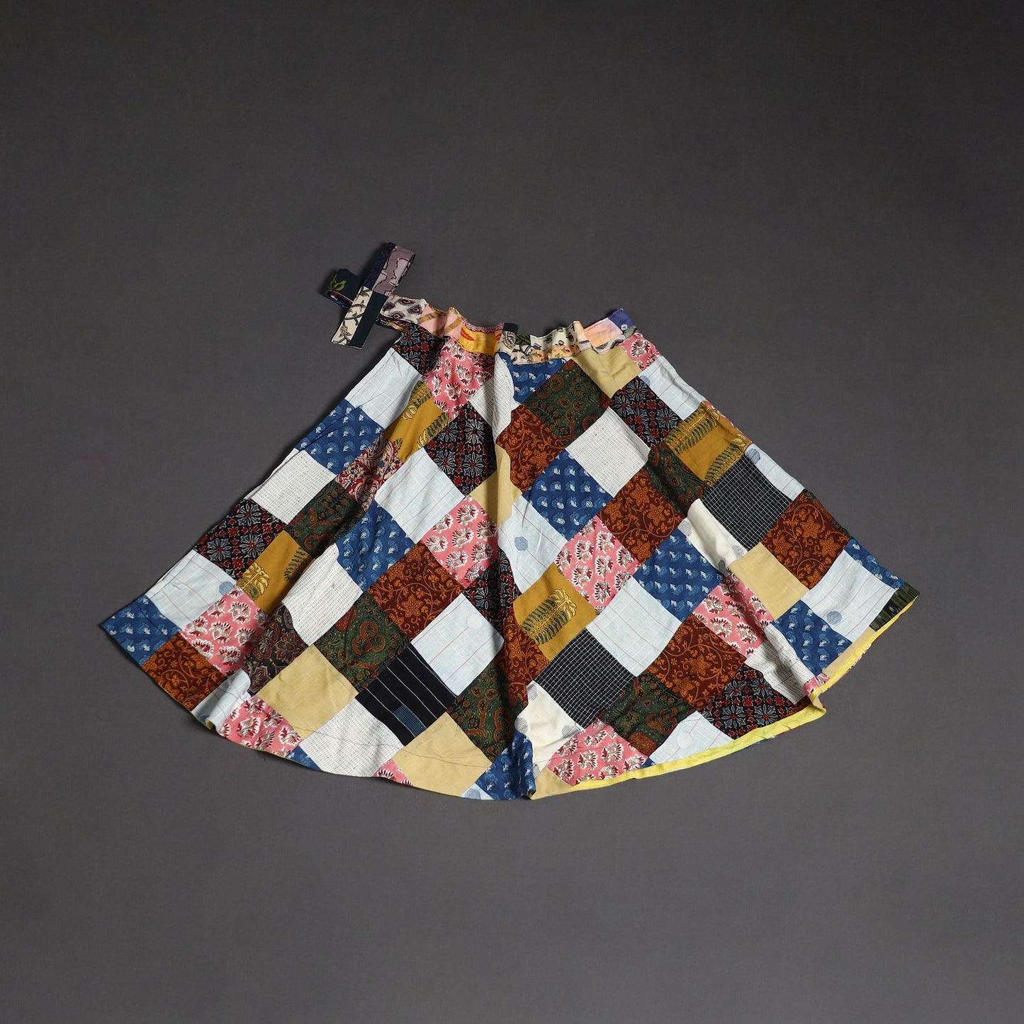 Tukdi patchwork cotton wrap around skirt 02 - handcrafted