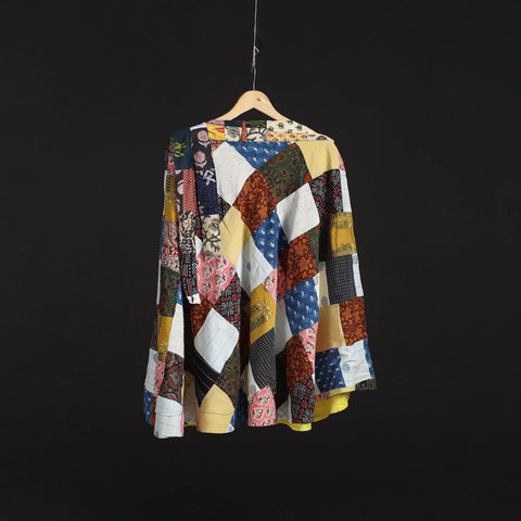 Tukdi patchwork cotton wrap around skirt 02 - handcrafted