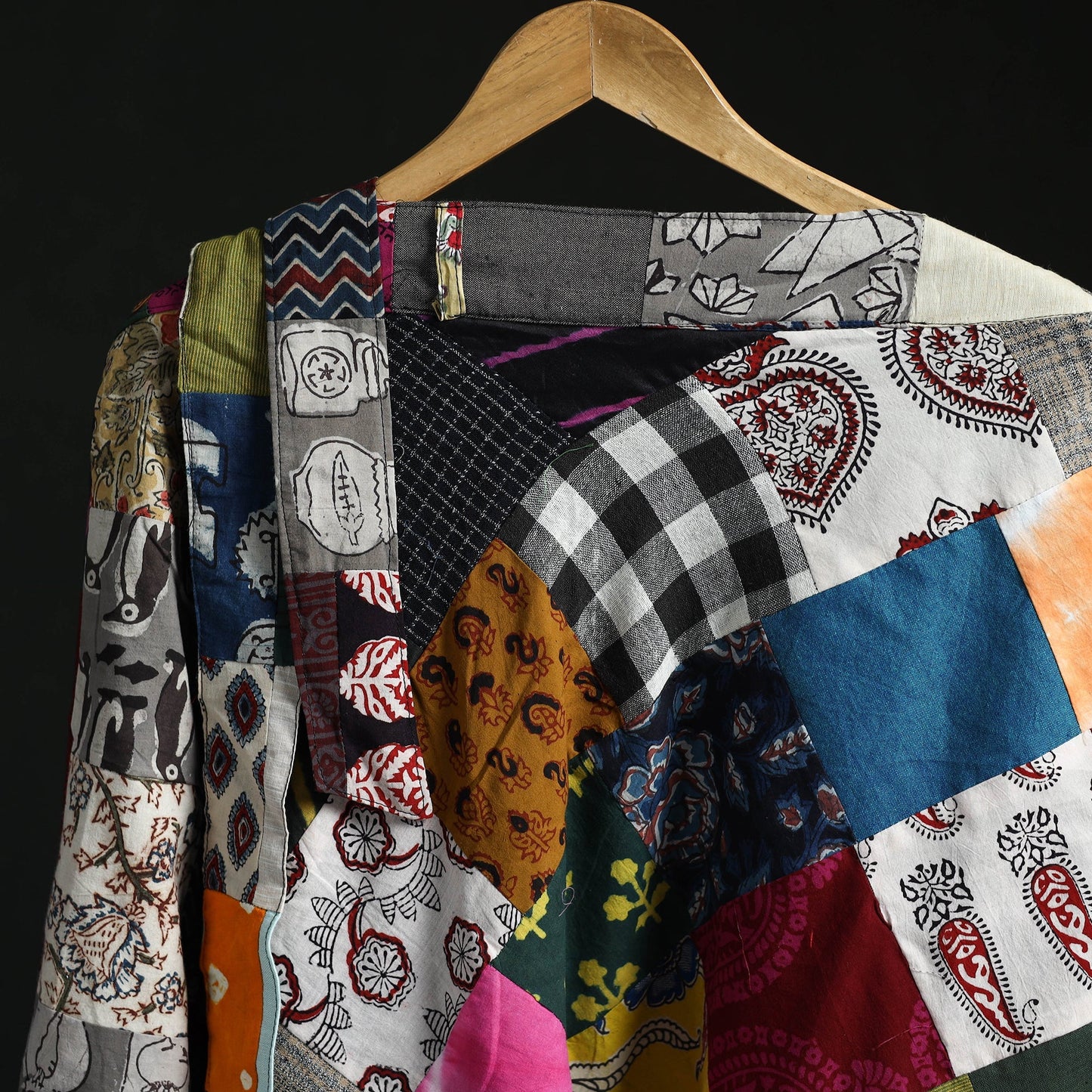 Tukdi patchwork cotton wrap around skirt 02 - handcrafted