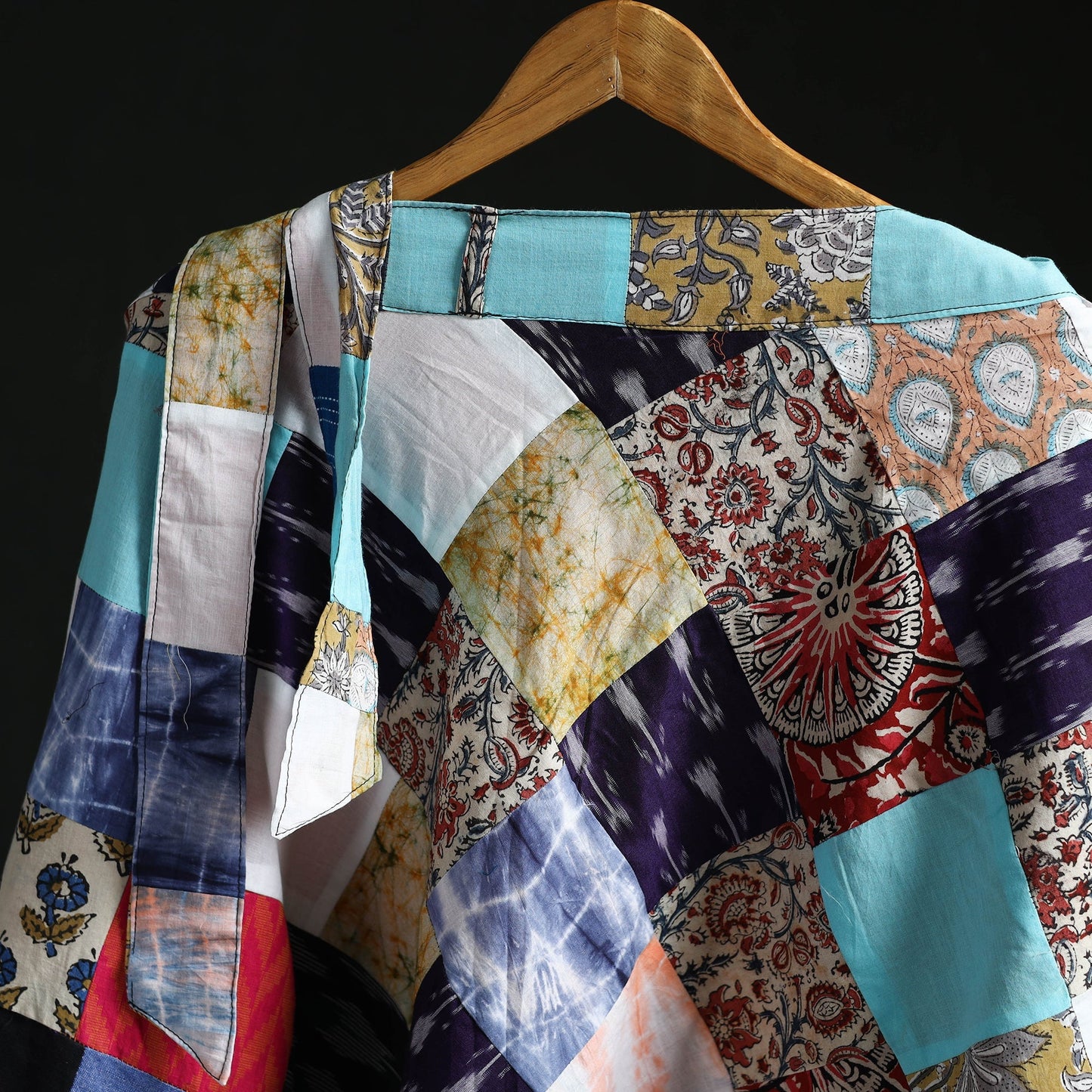 Tukdi patchwork cotton wrap around skirt 03 - handcrafted