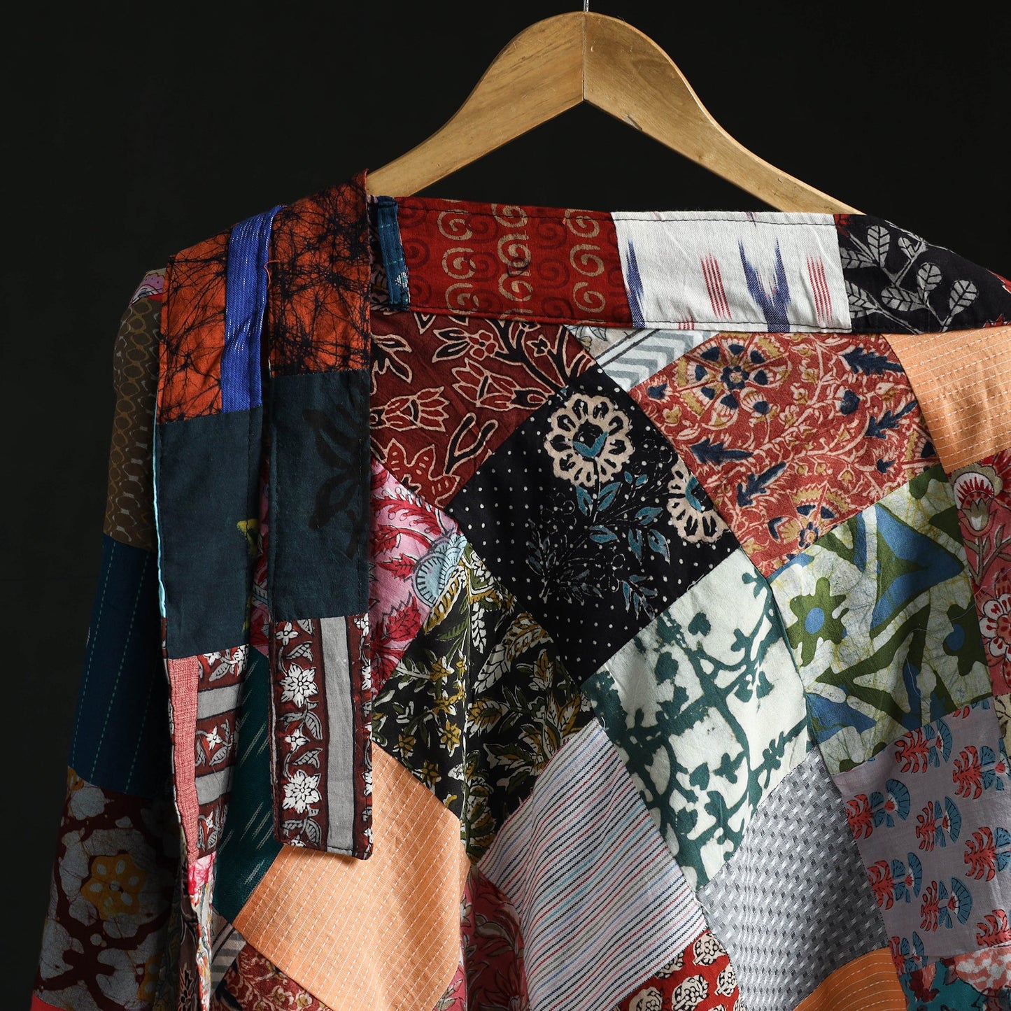 Tukdi patchwork cotton wrap around skirt 04 - handcrafted