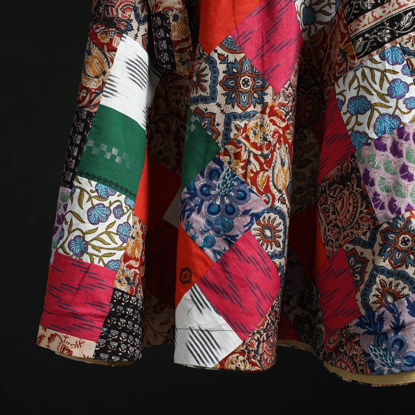 Tukdi patchwork cotton wrap around skirt 06 - handcrafted