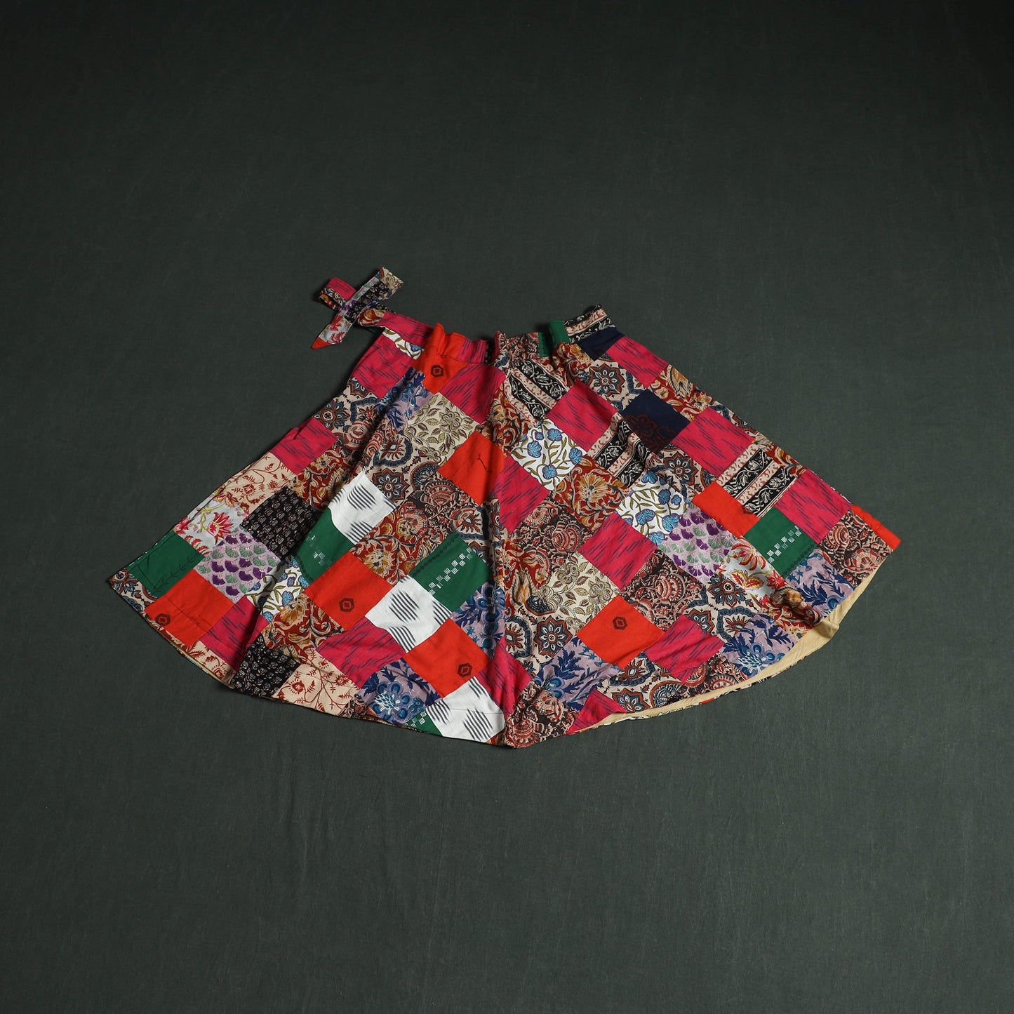 Tukdi patchwork cotton wrap around skirt 06 - handcrafted