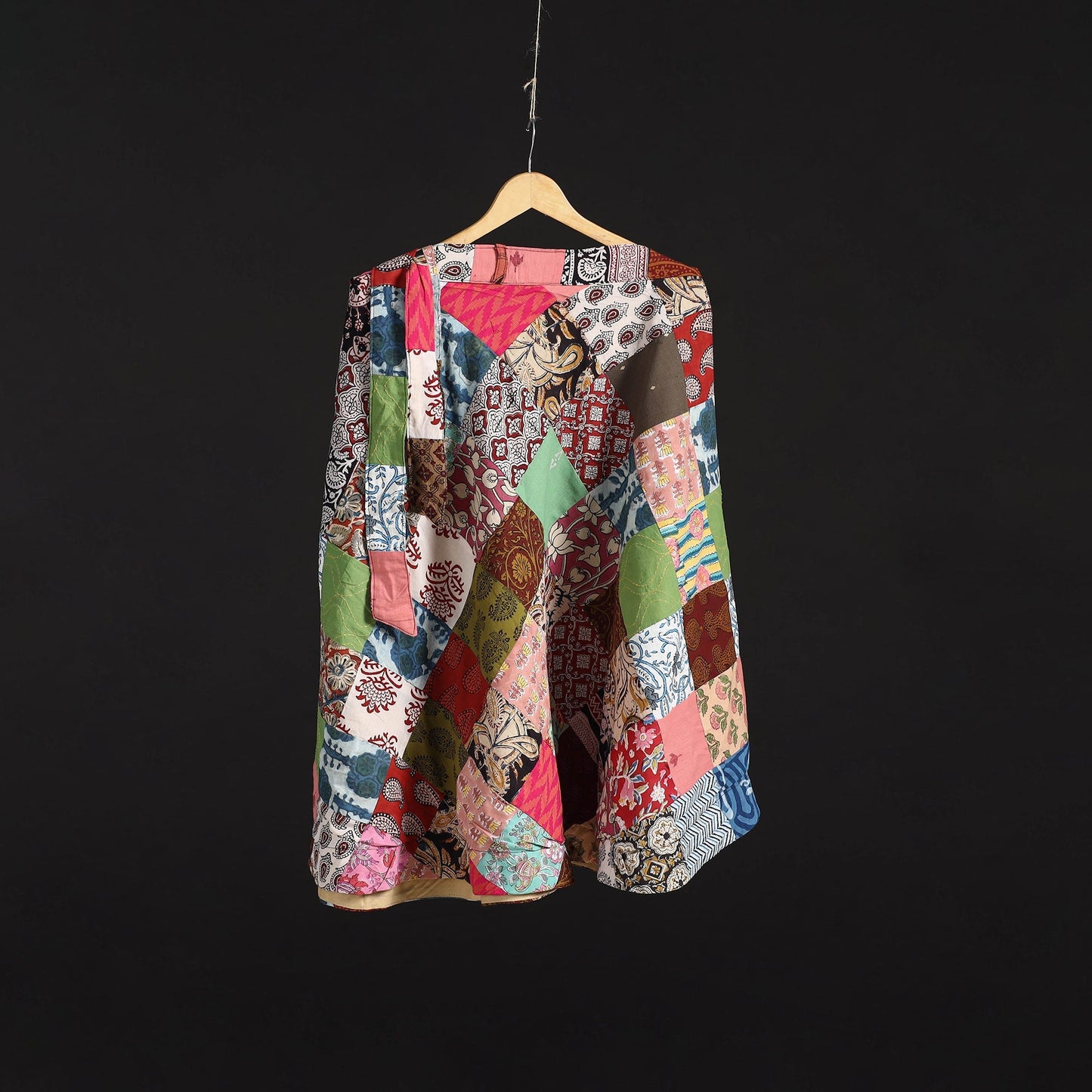 Tukdi patchwork cotton wrap around skirt 06 - handcrafted
